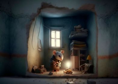 Storybook mouse in wall