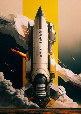Yellow Space Rocket Launch