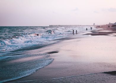 Enjoying a beach sunset