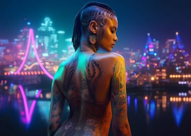 Cyberpunk tattooed girl