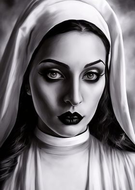 Young gothic nun