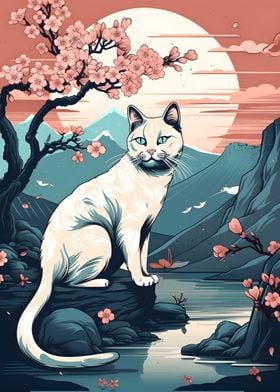 Japanese Cat Landscape