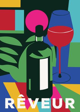 Colorful Wine Poster