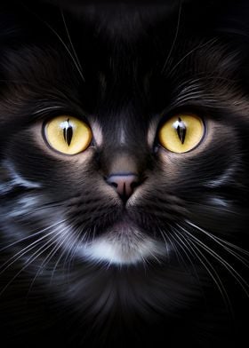 Black kitten, golden eyes