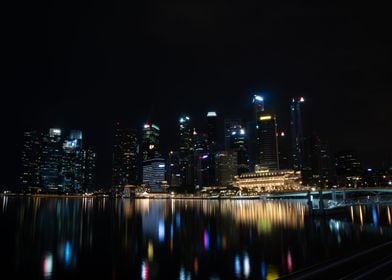 Singapore Skyline By Night