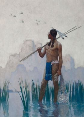 Indian Fishing With Spears