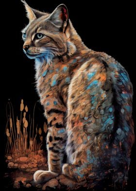 Bobcat Ink Painting