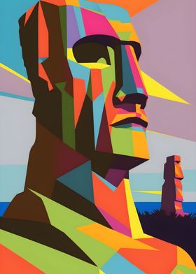 Easter Island Moai Pop Art