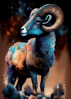 Bighorn Sheep Ink Painting