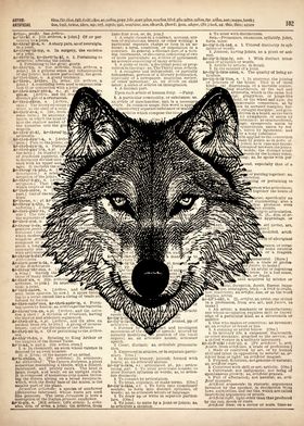 Wolf line drawing art