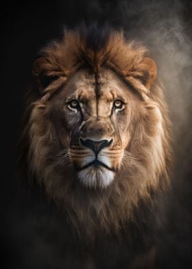 Lion Dark Mist Portrait