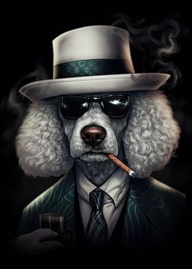 Poodle Dog Gangster Suit 