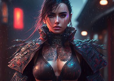 Cyberpunk assassin girl