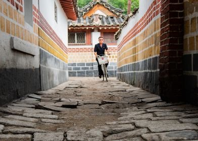 Cyclist in North Korea