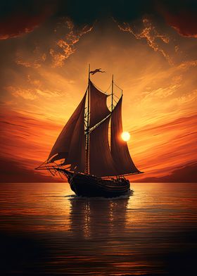sailboat in a sunset