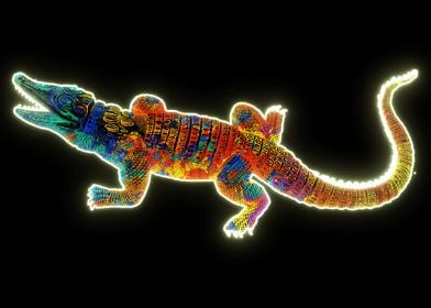 Neon water color Crocodile