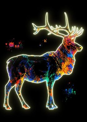 Neon water color Deer