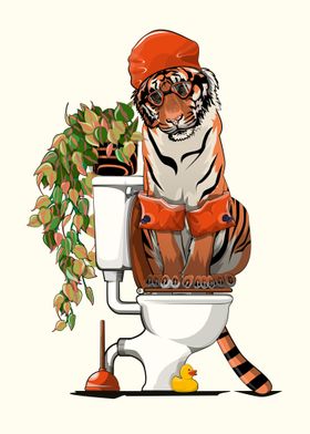 Tiger Using the toilet