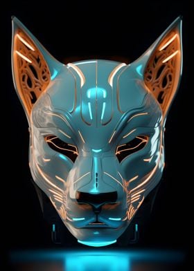 Cyberpunk Kitsune Fox Mask