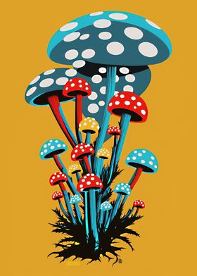 Mushrooms pop art style