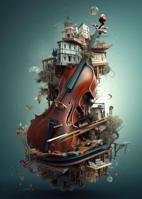 Violin music graphic art