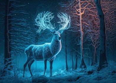 Magical deer in nature
