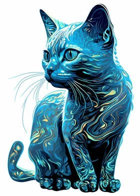 Trippy Blue Cat