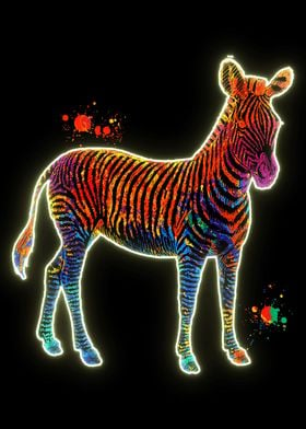 Neon Water color Zebra