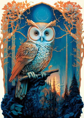 Owl Winter Forest