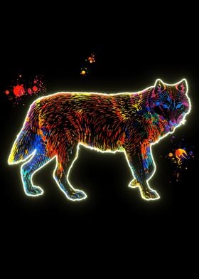 Neon water color Wolves