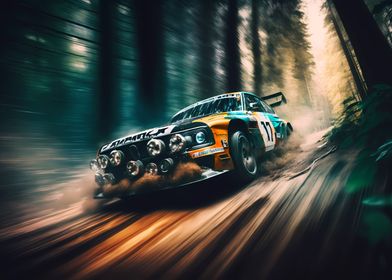 Forest rally car race