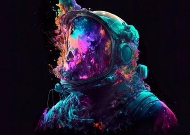 Astronaut in galaxy helmet