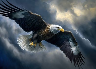 Eagle flying sea