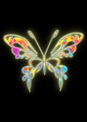 Neon water color butterfly