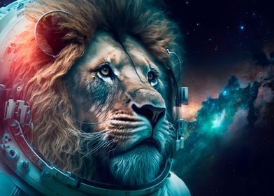 Beautiful lion to space