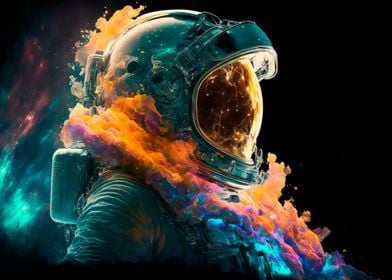 Astronaut in galaxy helmet