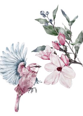 Spring Floral and Bird