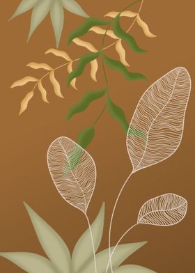 Organic Leaf Line Art