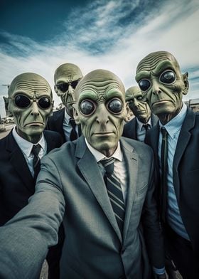 Aliens In Suits Selfie