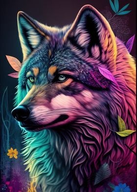 Colorful Wolf Animals