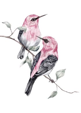 Watercolor Spring Birds