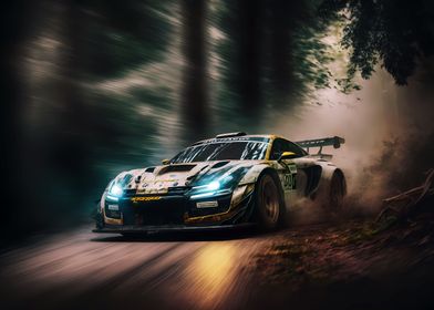 Forest rally car race