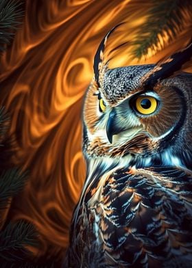 Abstract Great Horned Owl