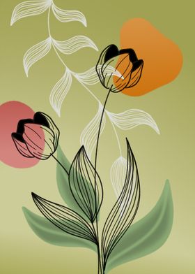 Tulips Line Art 