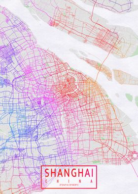 Shanghai City Map Colorful