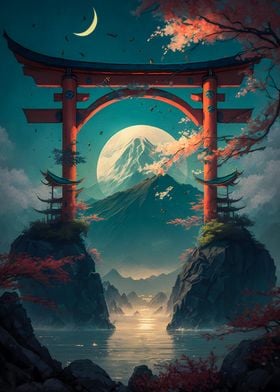 Torii gate and fuji maunt