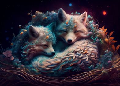 Colorful wolves