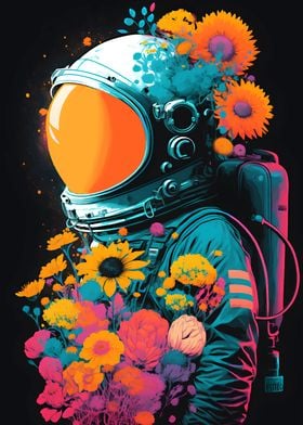 floral astronaut pop art