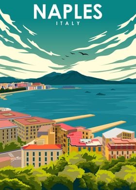 Naples Italy Travel Poster