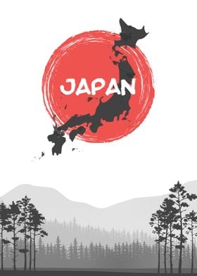 Red Japan Landscape